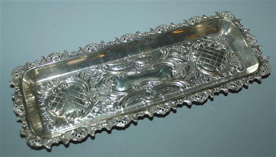 Victorian silver embossed trinket tray